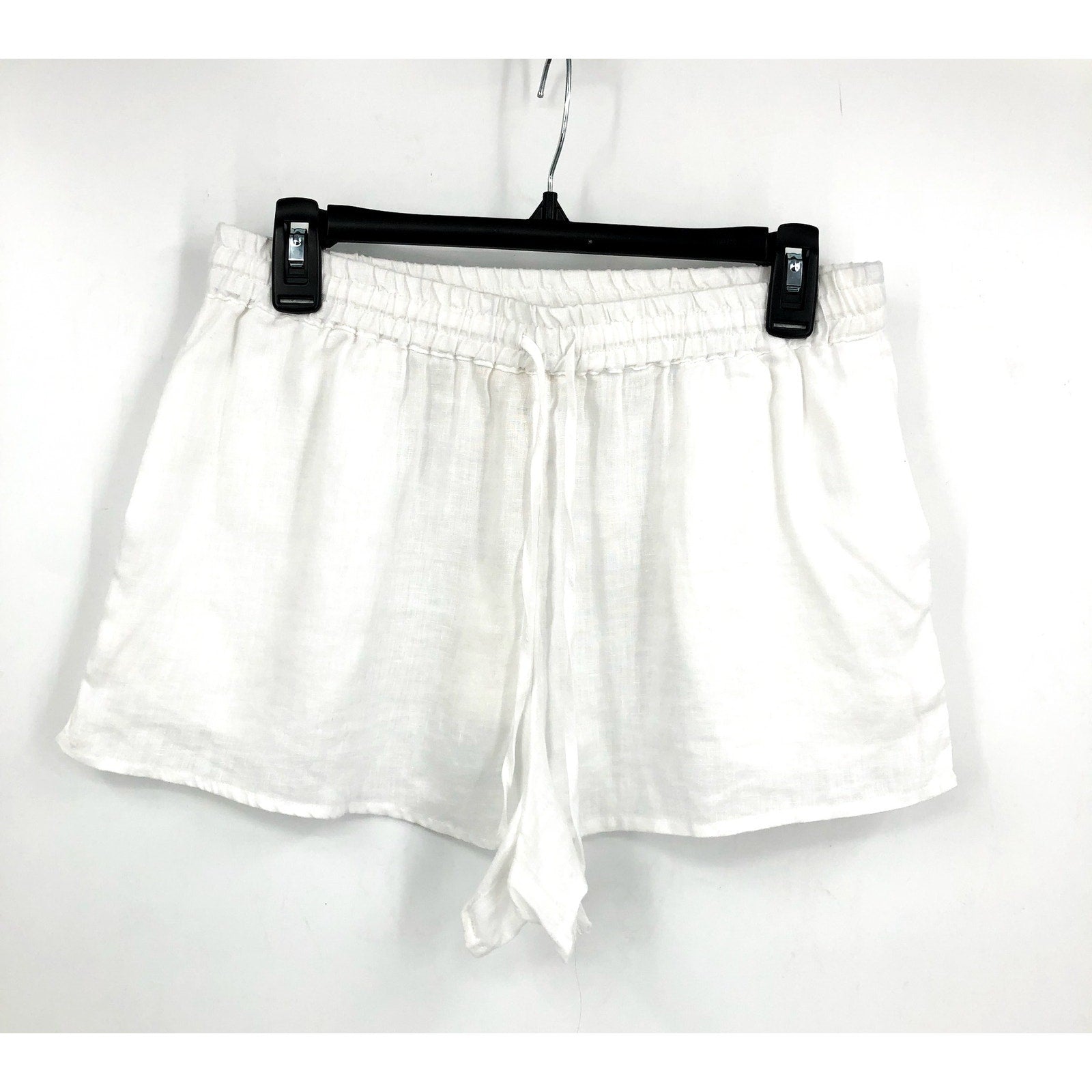 L*SPACE Women's Rio Linen Cover Up Shorts Medium White Drawcord NWT