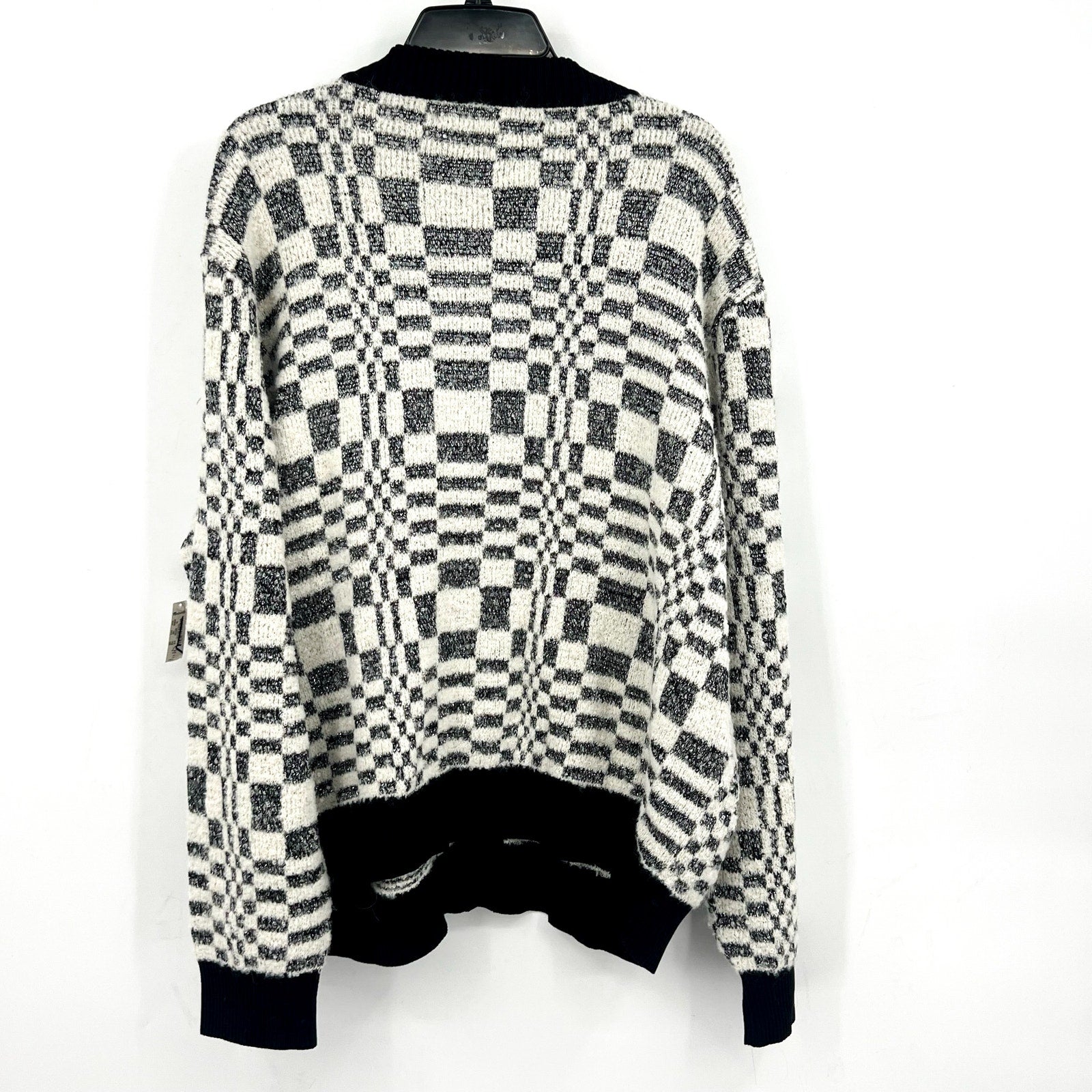 Corridor Mens Optic Alpaca Cardigan XL Black Check Print Sweater NH809 NWT