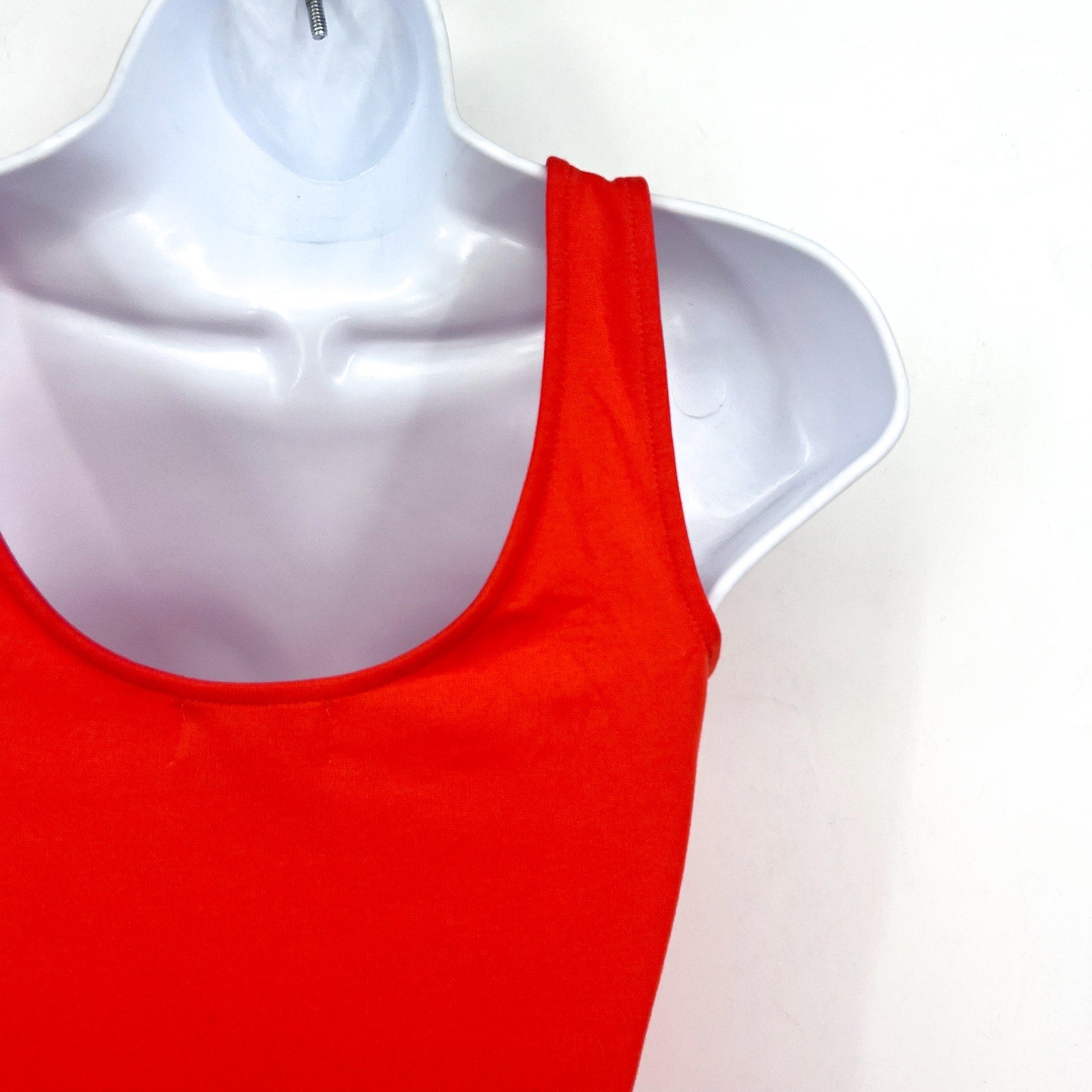OPEN EDIT Women's Scoop Neck Midi Tank Dress XXS Orange Sleeveless Bodycon NWT