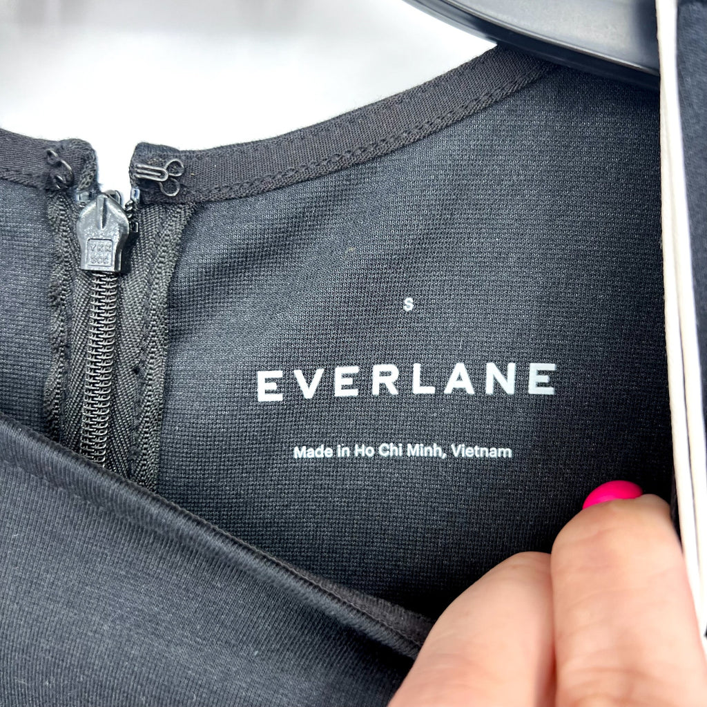 EVERLANE Women's The Dream Short-Sleeve Bell Dress Small Black Midi NWT
