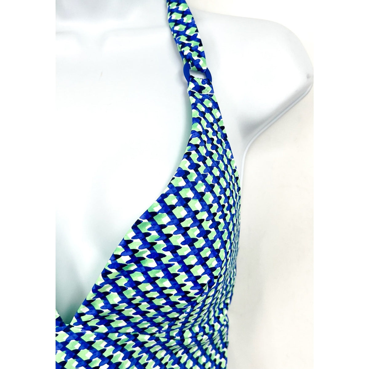 TOMMY BAHAMA Mosaic Pool Ring Tankini Top XS Beach Glass Blue Palm Modern NWT