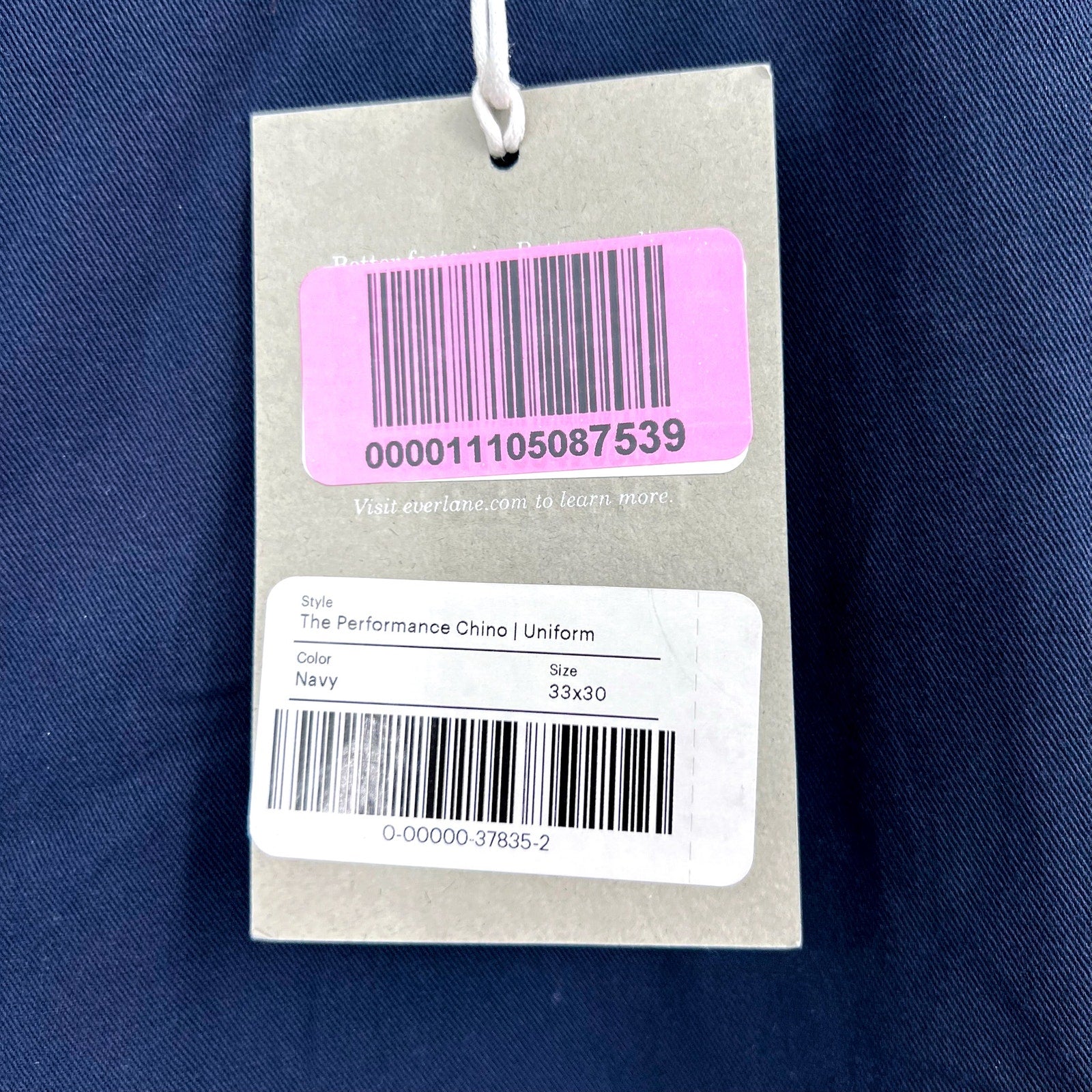 EVERLANE Men's Uniform Performance Chino 33x30 Navy Blue Slim Fit Pants NWT