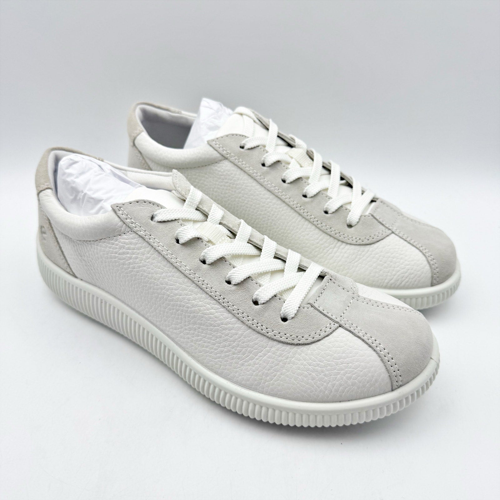 ECCO Womens Soft Zero Sneakers EU 41 US 10-10.5 Cream White Leather NIB