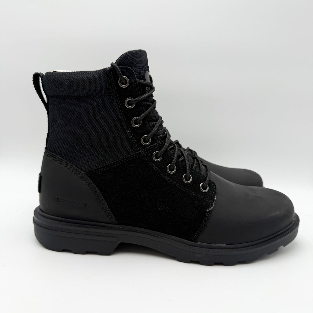 SOREL Mens Carson Six Ankle Boot US 8 EU 41 Black Leather Waterproof NIB