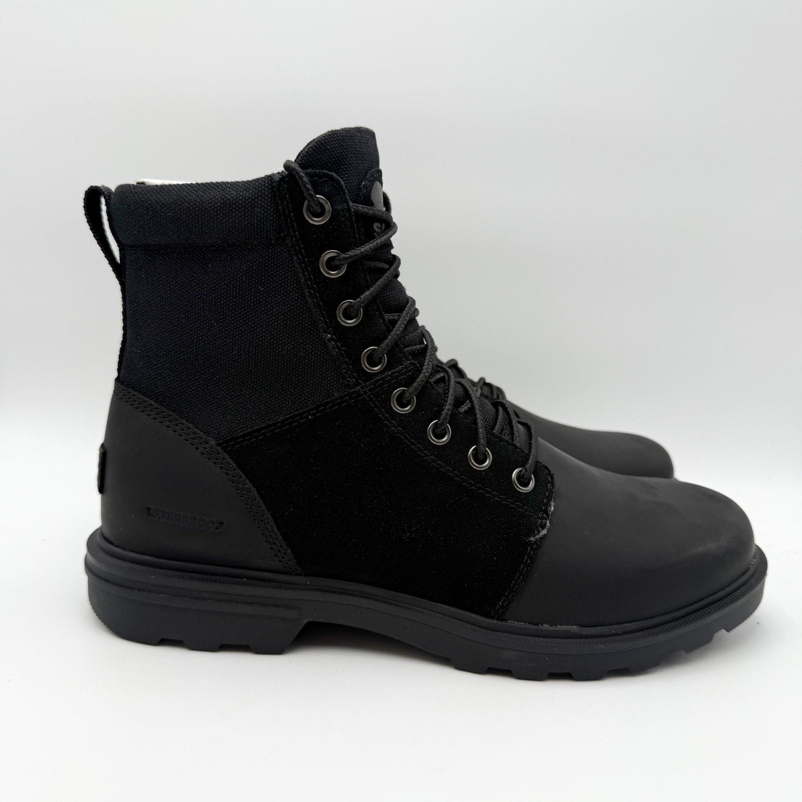 SOREL Mens Carson Six Ankle Boot US 8 EU 41 Black Leather Waterproof NIB