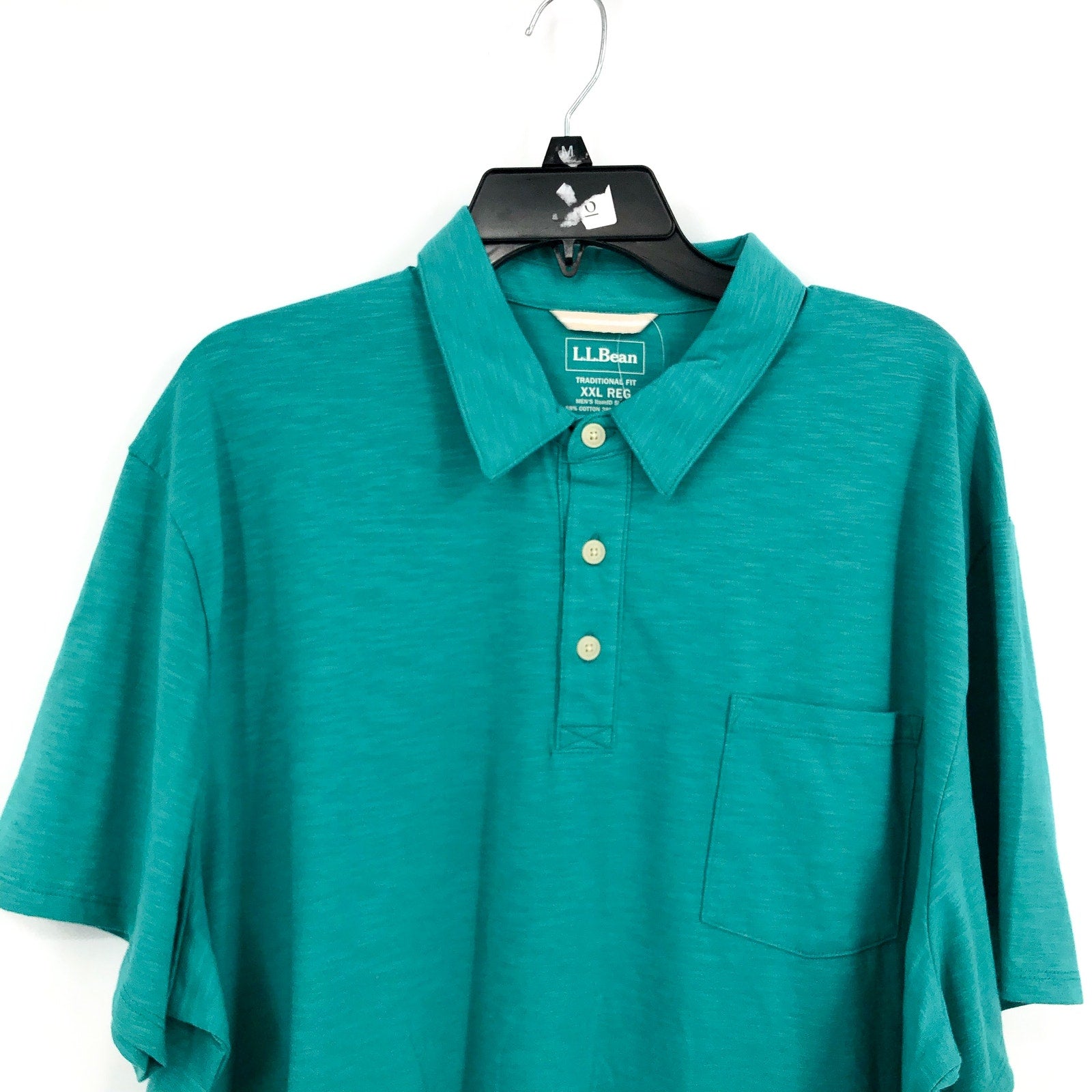 L.L.BEAN Mens Lakewashed Performance Polo Shirt XXL Blue-Green Short-Sleeve NWT