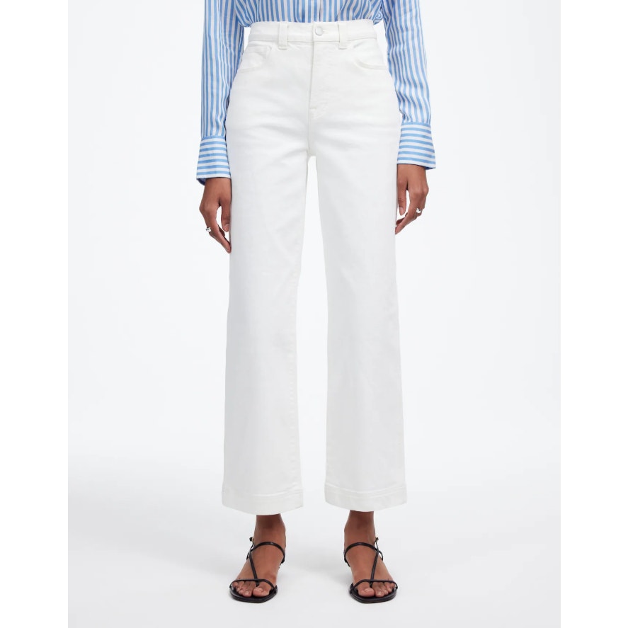 MADEWELL Womens Perfect Vintage Wide-Leg Crop Jeans Size 29 US 8 White NT995 NWT