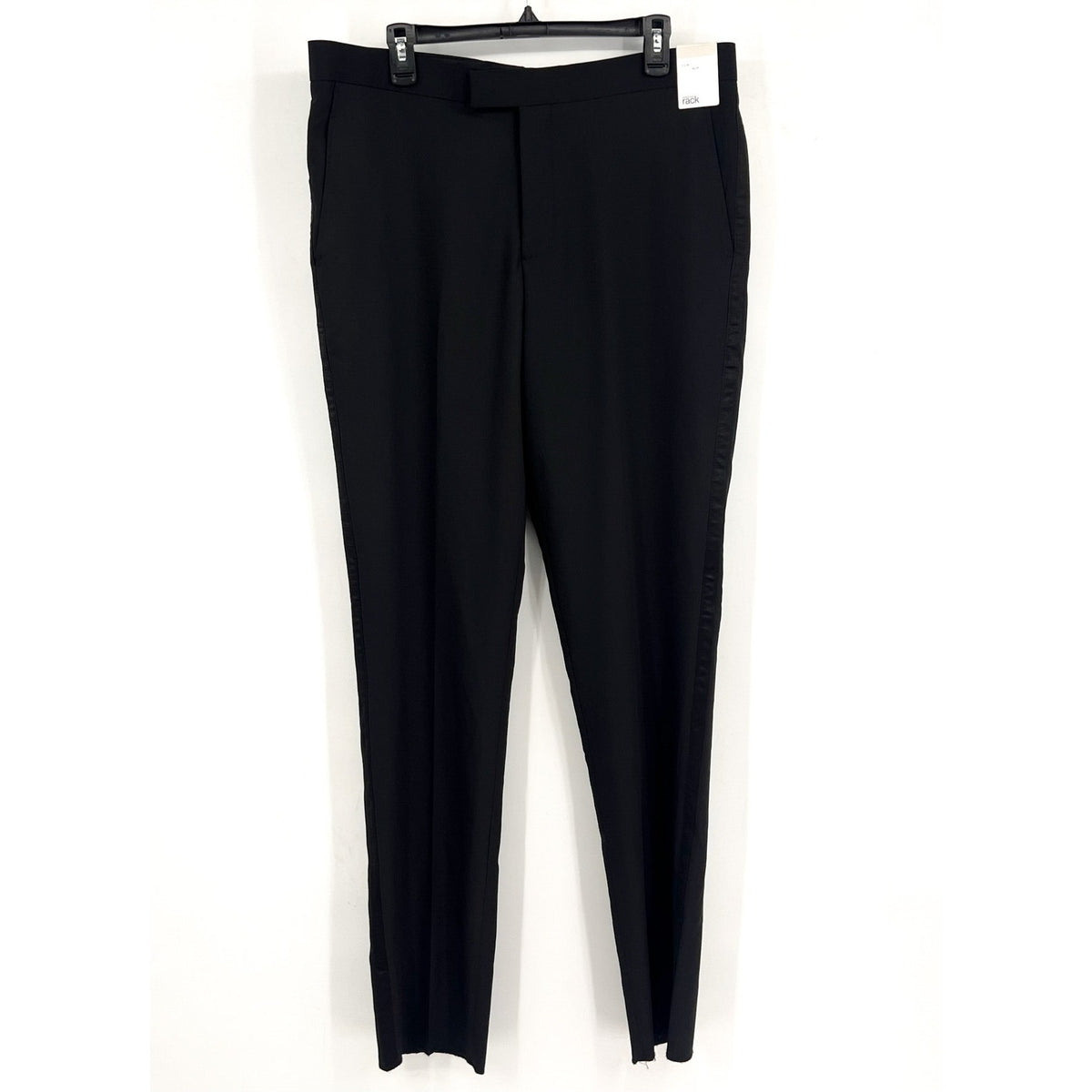NORDSTROM RACK Men's Straight Leg Dress Pants 36R Black Flat Front Trim Fit NWT
