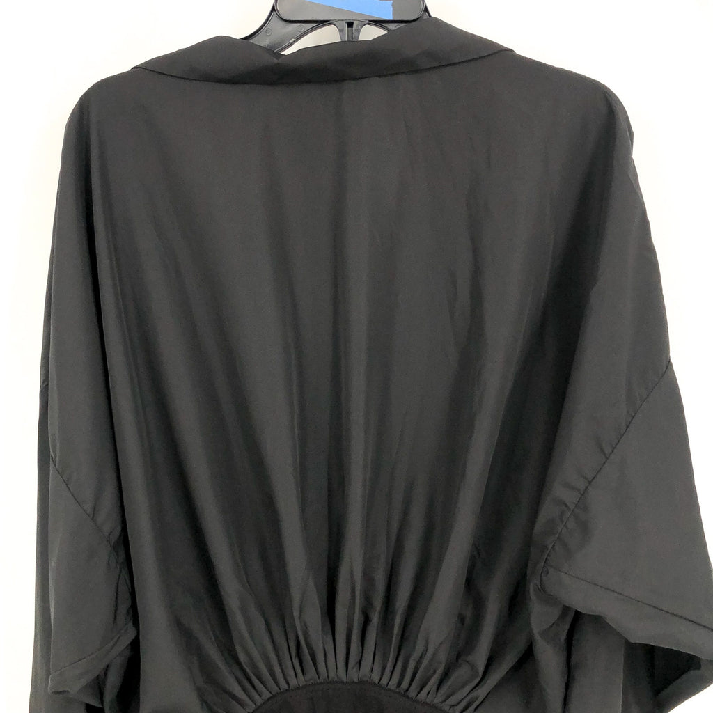 NORMA KAMALI Super Oversized Boyfriend Shirt Bodysuit Small Habotai Black NWOT