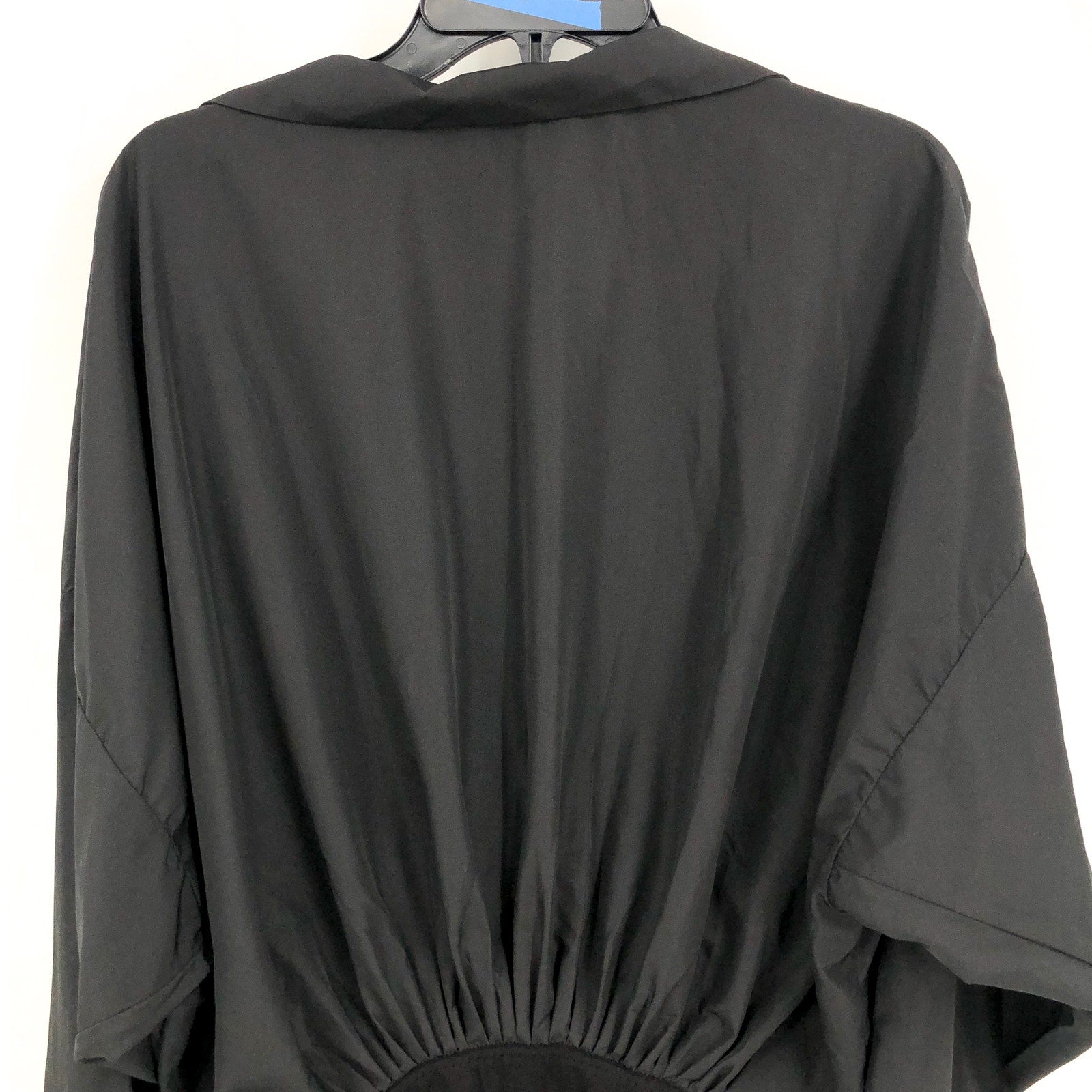 NORMA KAMALI Super Oversized Boyfriend Shirt Bodysuit Small Habotai Black NWOT