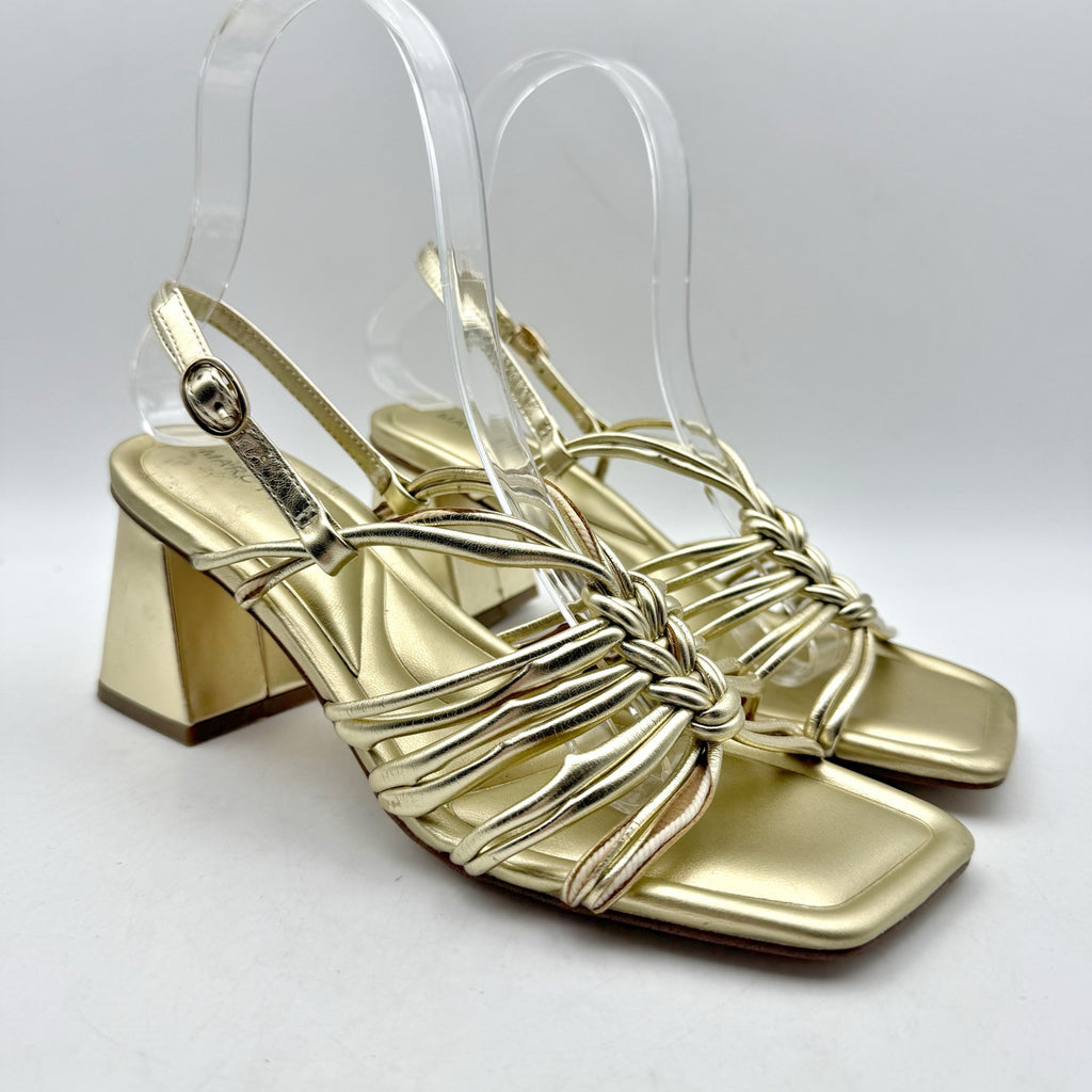 Marc Fisher Womens Magnify Heeled Sandals Size 6 M EU 36.5 Gold NWOB