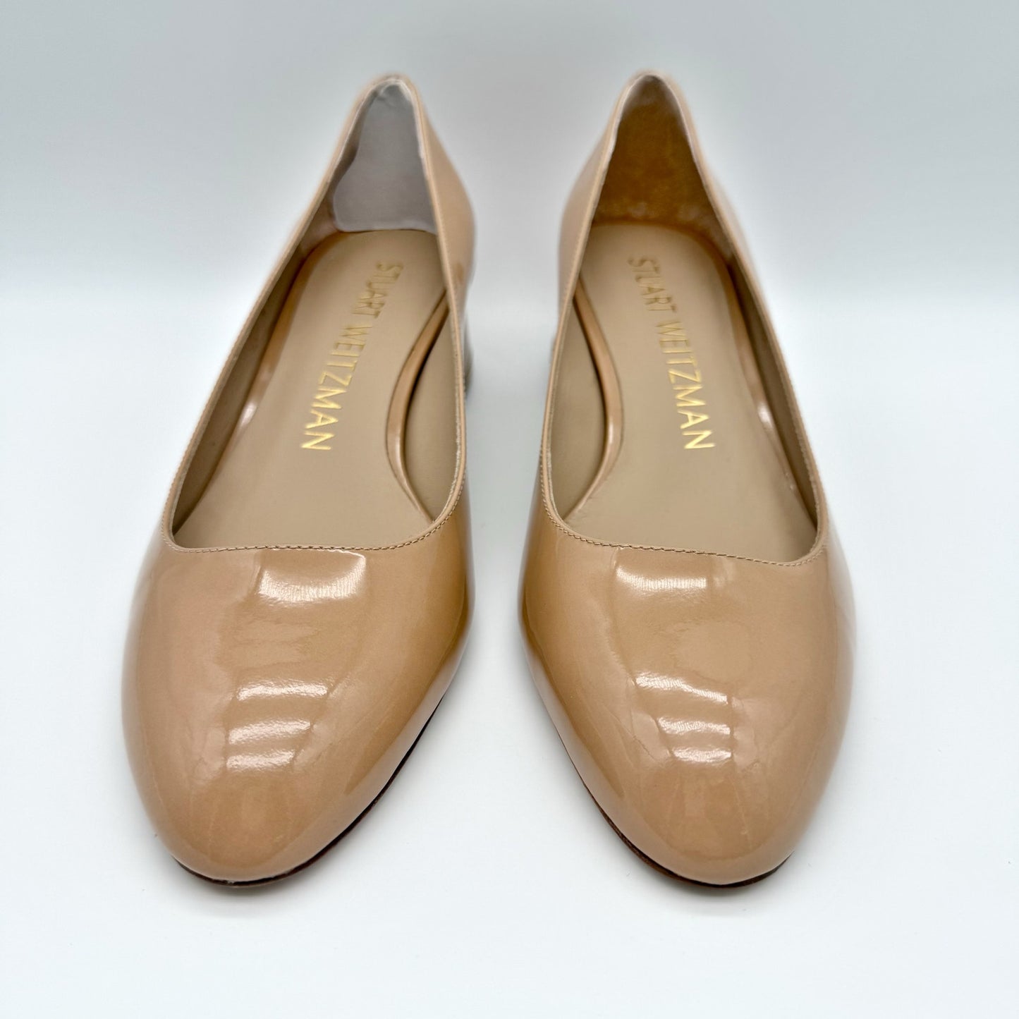 Stuart Weitzman Womens Vivienne 35 Pumps US 8 Nude Patent Leather Heels NIB