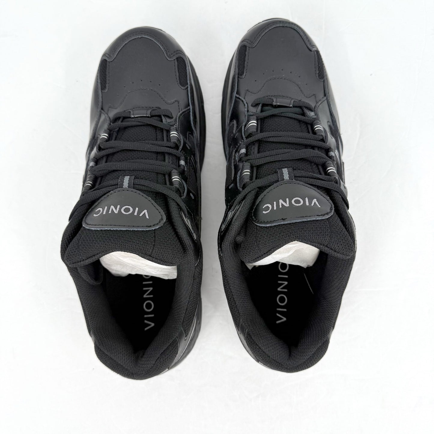 Vionic Mens 23Walk 2.0 Sneakers US 11.5 Wide EU 44.5 Black Leather Athletic NIB