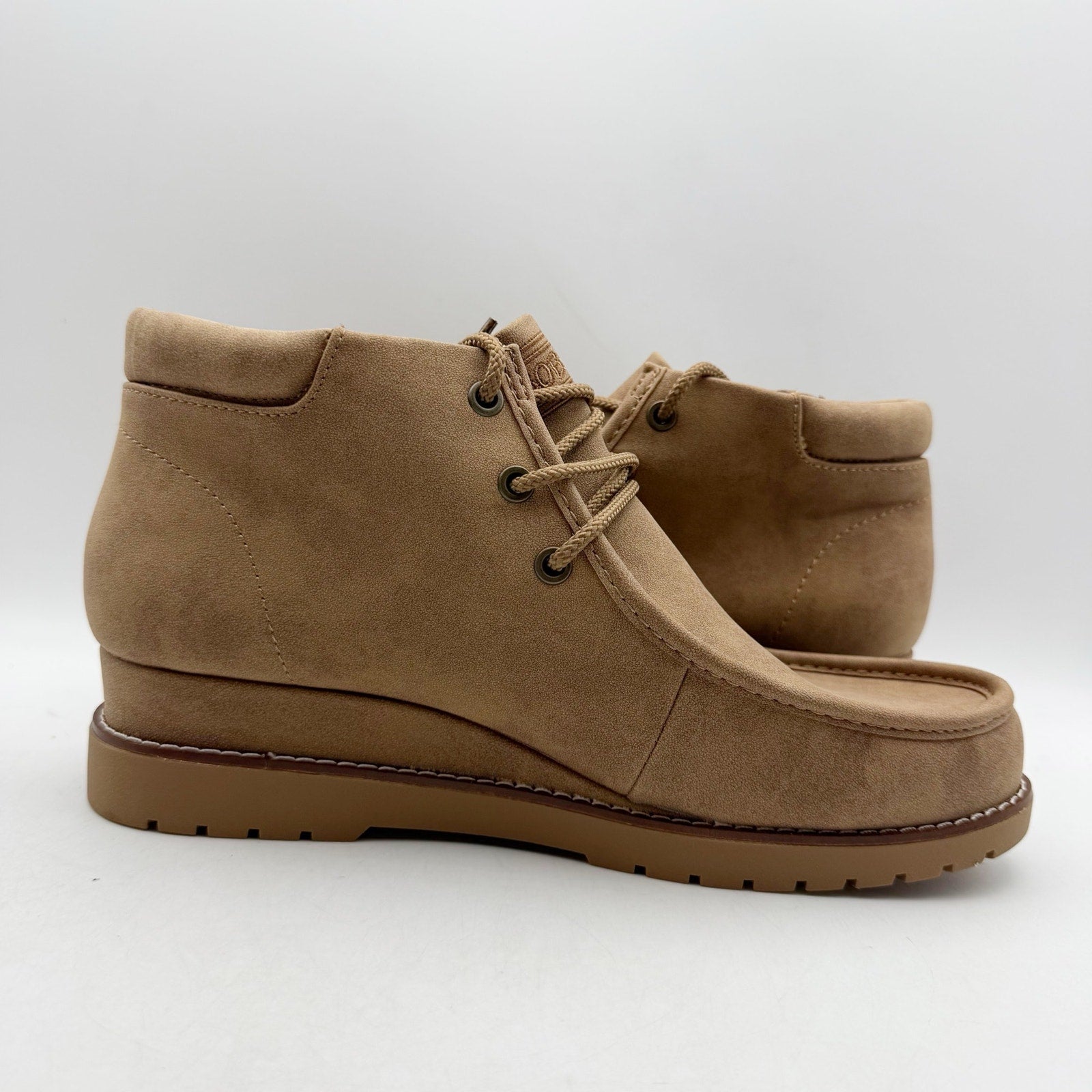 Skechers Womens Chill Wedge Booties US 10 EU 40 Light Brown Vegan Suede NWT