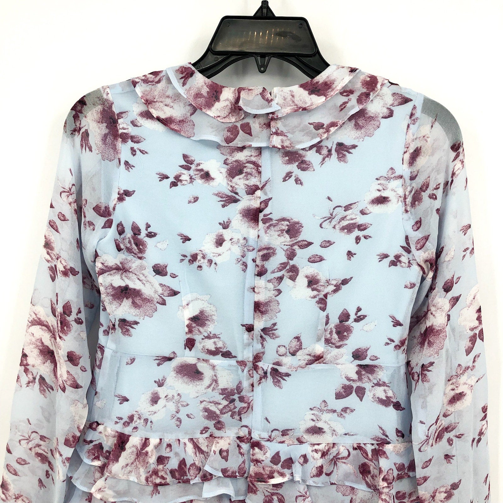 BARDOT JUNIOR Girl's Lianna Floral Frill Dress Size 16 Sky Blue Long Sleeve NWT