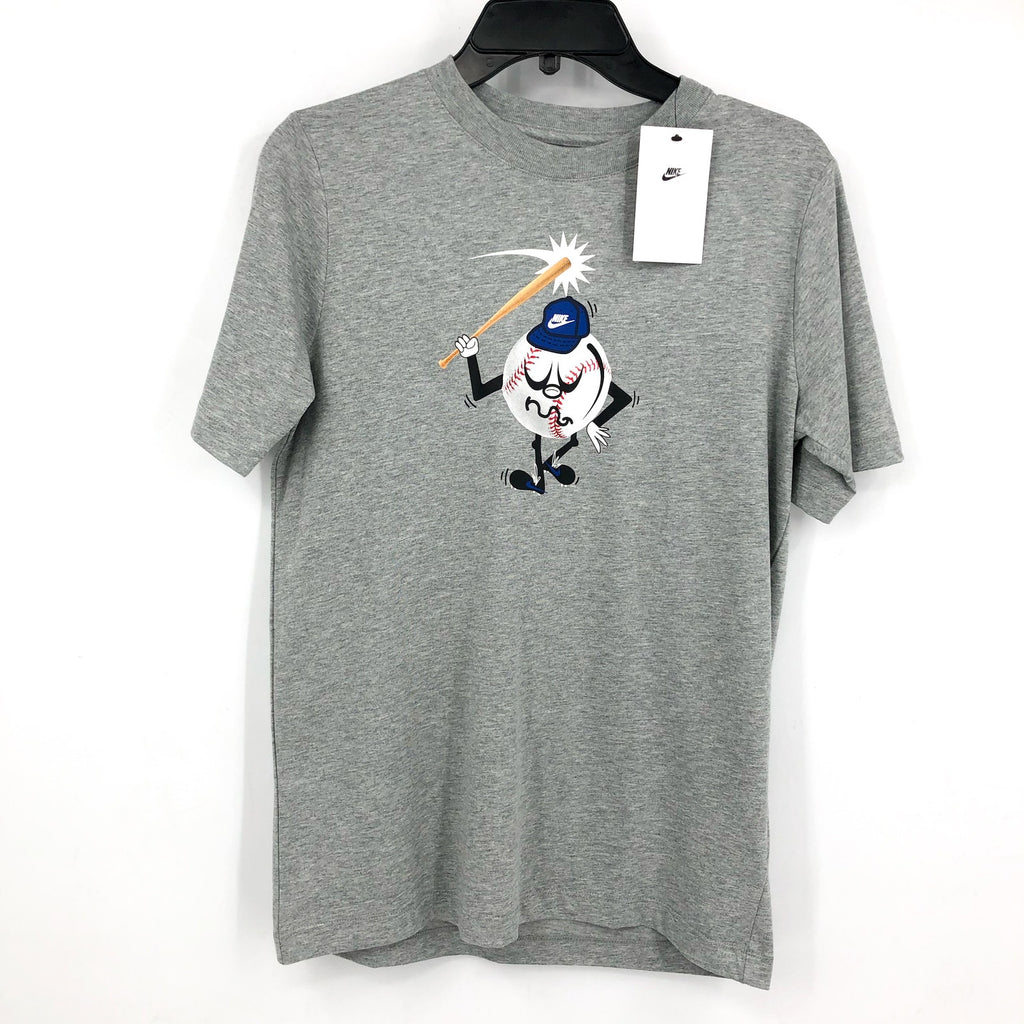 NIKE Big Kid's Relaxed NSW Baseball Graphic T-Shirt XL Heather Gray NWT