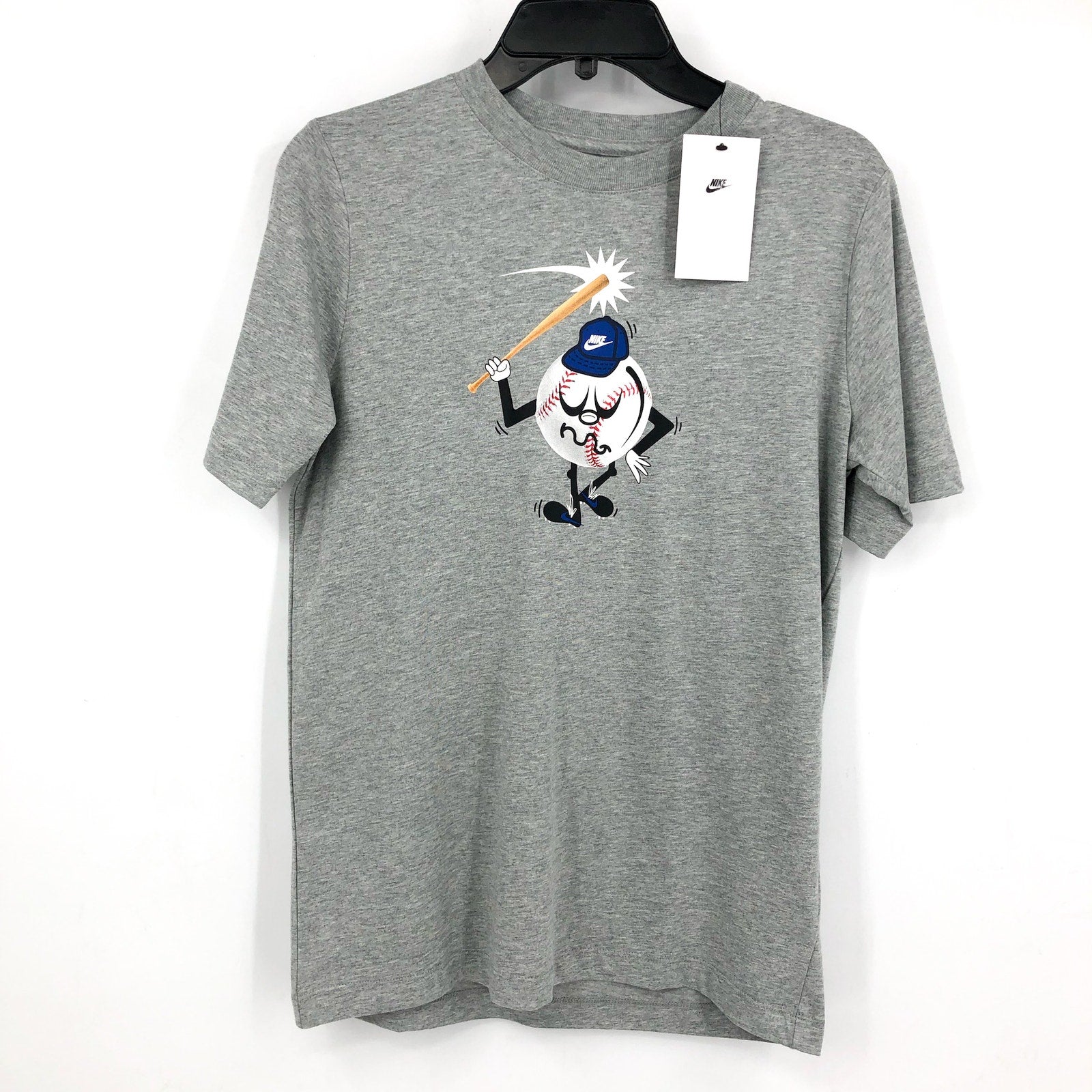 NIKE Big Kid's Relaxed NSW Baseball Graphic T-Shirt XL Heather Gray NWT