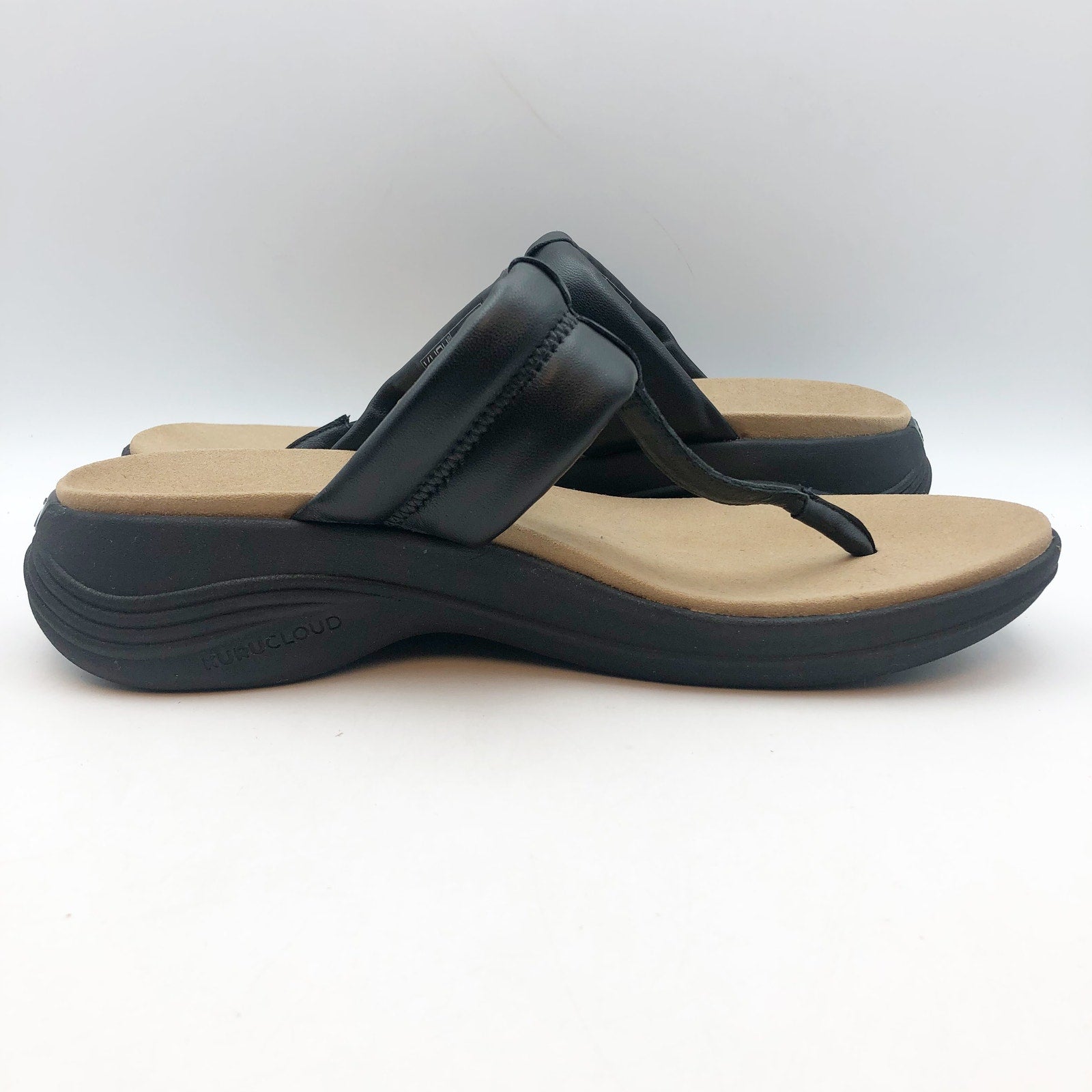 Kuru Womens CODA SUVI Flip Flop Sandals Size 11 Jet Black Leather NIB