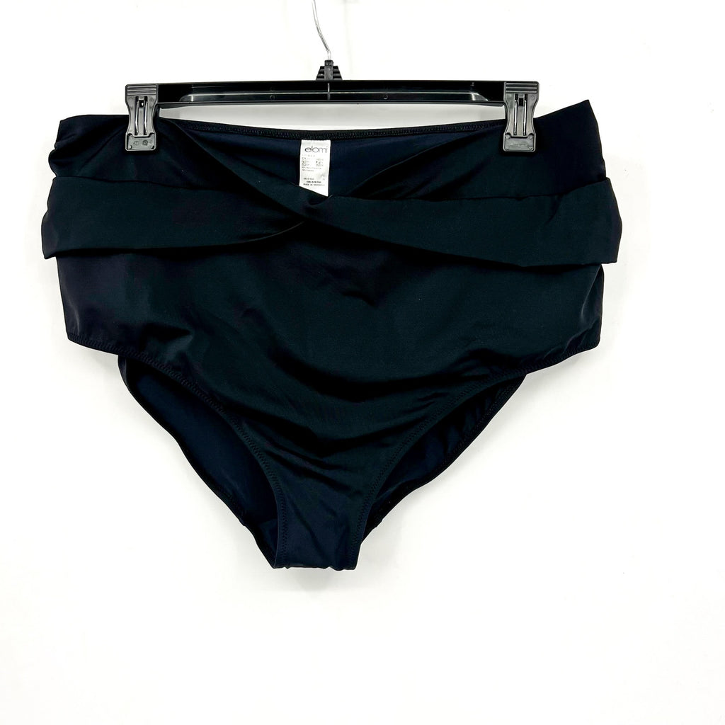 ELOMI Women's Magnetic Twist Front Swim Bottom Size 20 Black High Waist NWT