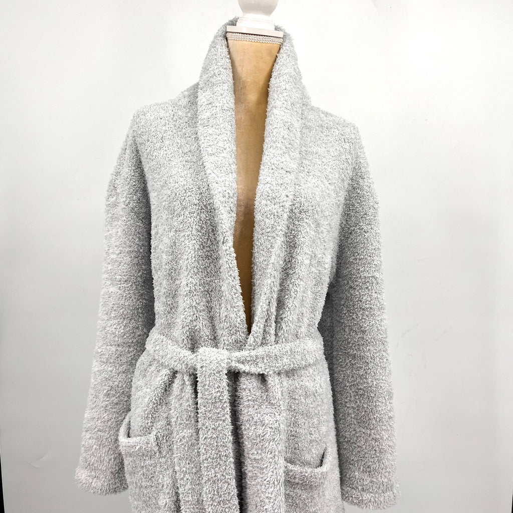 BAREFOOT DREAMS CozyChic Heathered Robe SIZE 2 LARGE- XL HE Ocean-White NWT