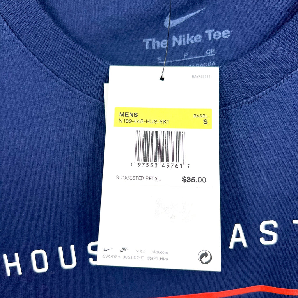 NIKE Mens Houston Astros Swoosh Lockup T-Shirt Small Navy Short Sleeve NWT