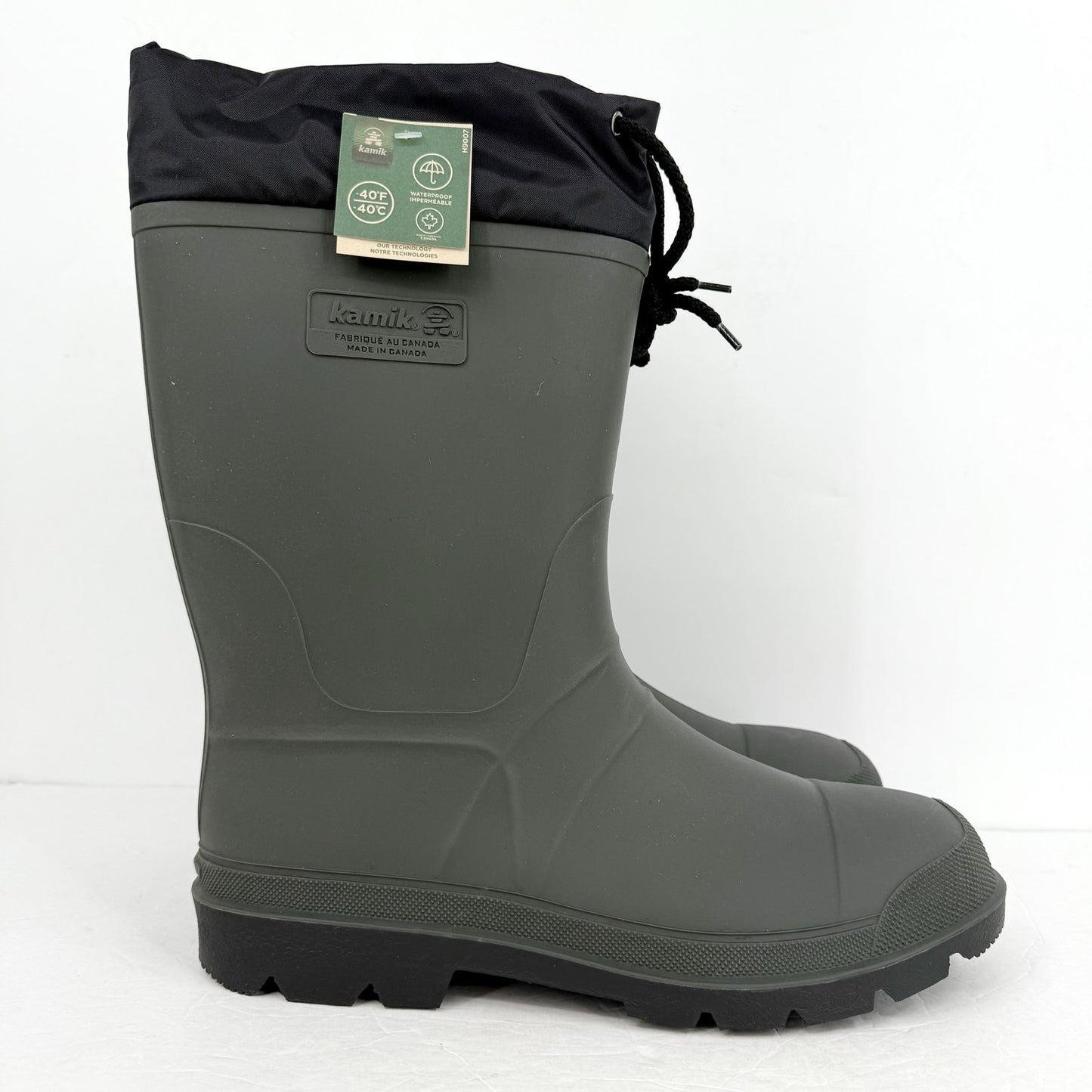 Kamik Mens Forester Winter Rainboots US 13 D Black Khaki Waterproof NWOB