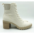 Dolce Vita Womens Combat Boots Size 10 Stacked Heel Off White Canvas NWOB