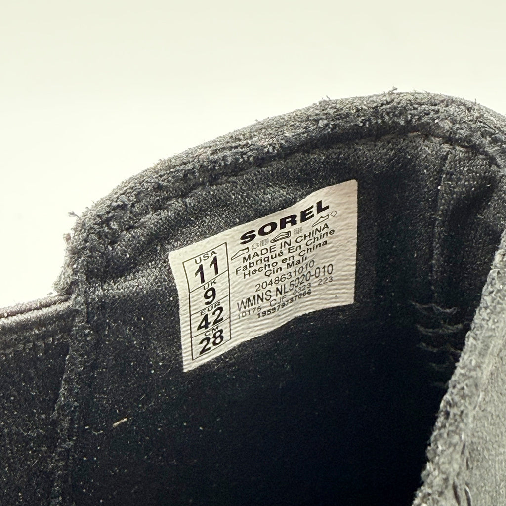Sorel Womens Evie ll Chelsea Ankle Bootie US 11 EU 42 Black Suede Waterproof NIB