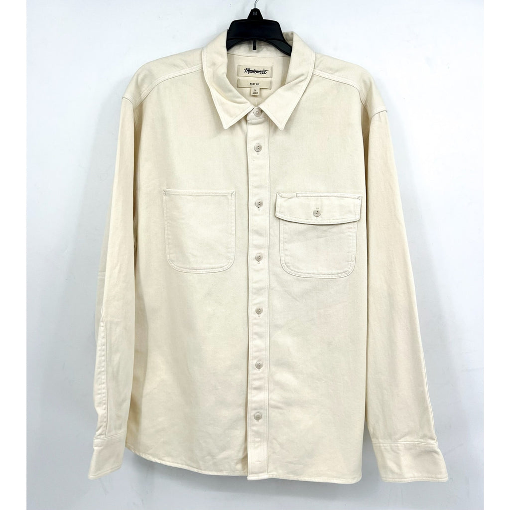 MADEWELL Men's Garment-Dyed Work Shirt Large Cream Long Sleeve NB643 NWT