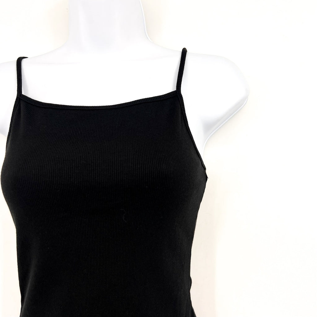 Madewell Women's Ribbed Spaghetti-Strap Bodysuit XS Black Thong AN423 NWT