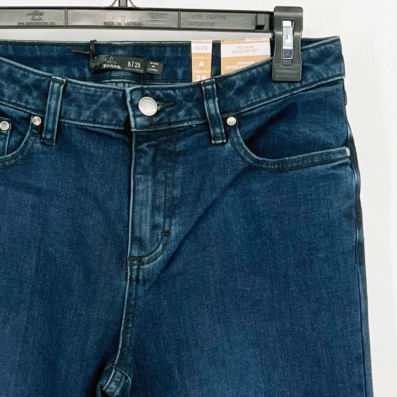 Prana Womens Sienna Skinny Jeans 29x31 US 8 Deep Blue Stretch Denim Mid Rise NWT