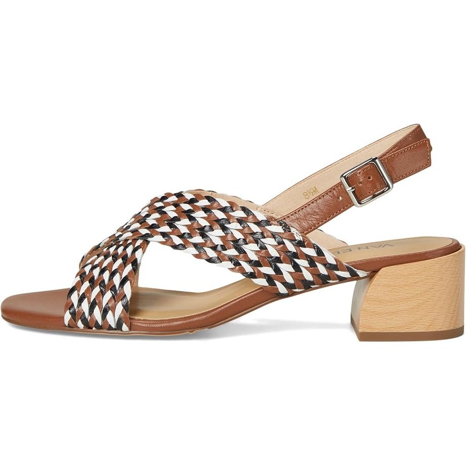 Vaneli Womens Cadmus Woven Slingback Sandals Size 7 Brown Block Heel NIB