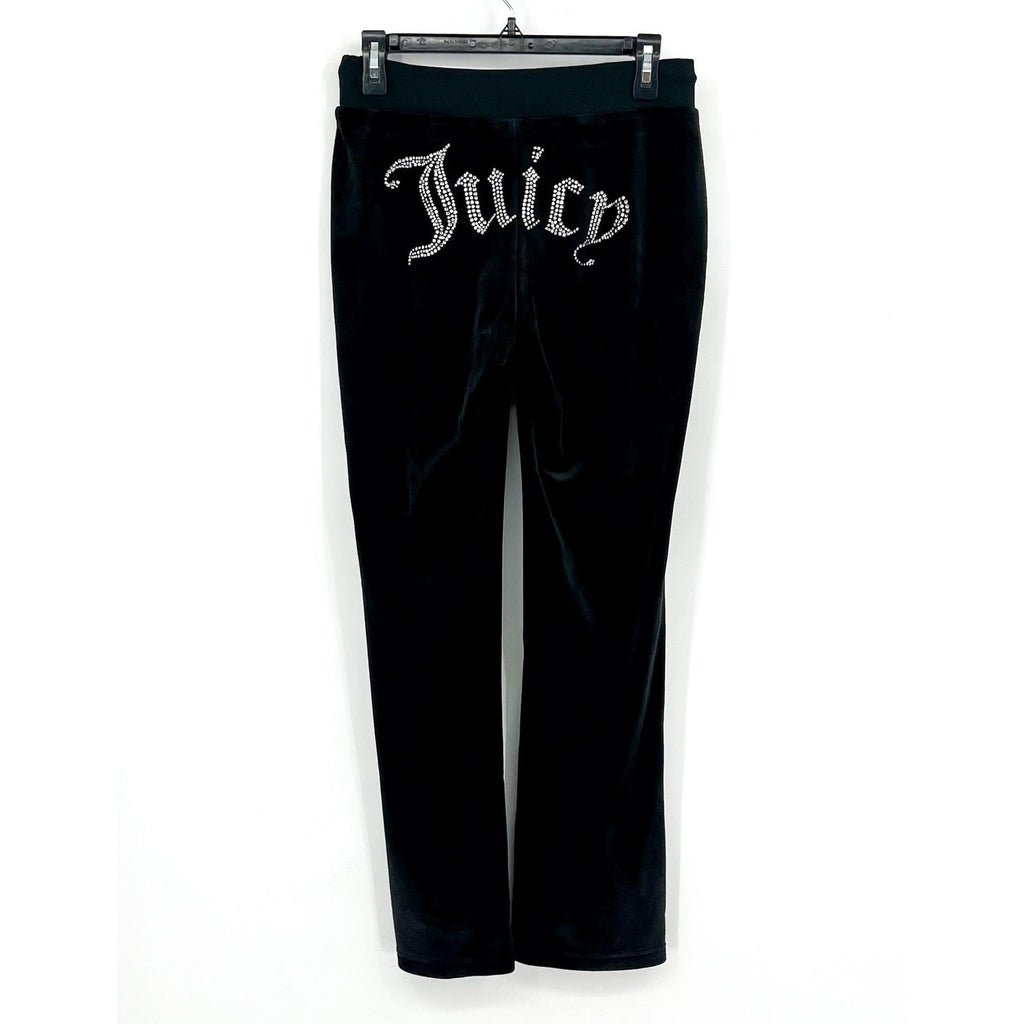 JUICY COUTURE Women's OG Big Bling Velour Track Pants Small Black Liquorice NWT
