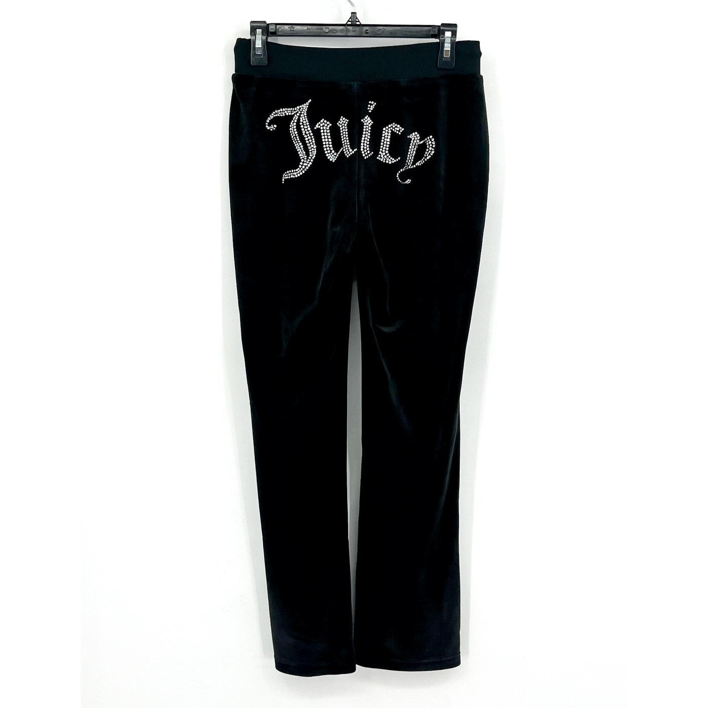 JUICY COUTURE Women's OG Big Bling Velour Track Pants Small Black Liquorice NWT