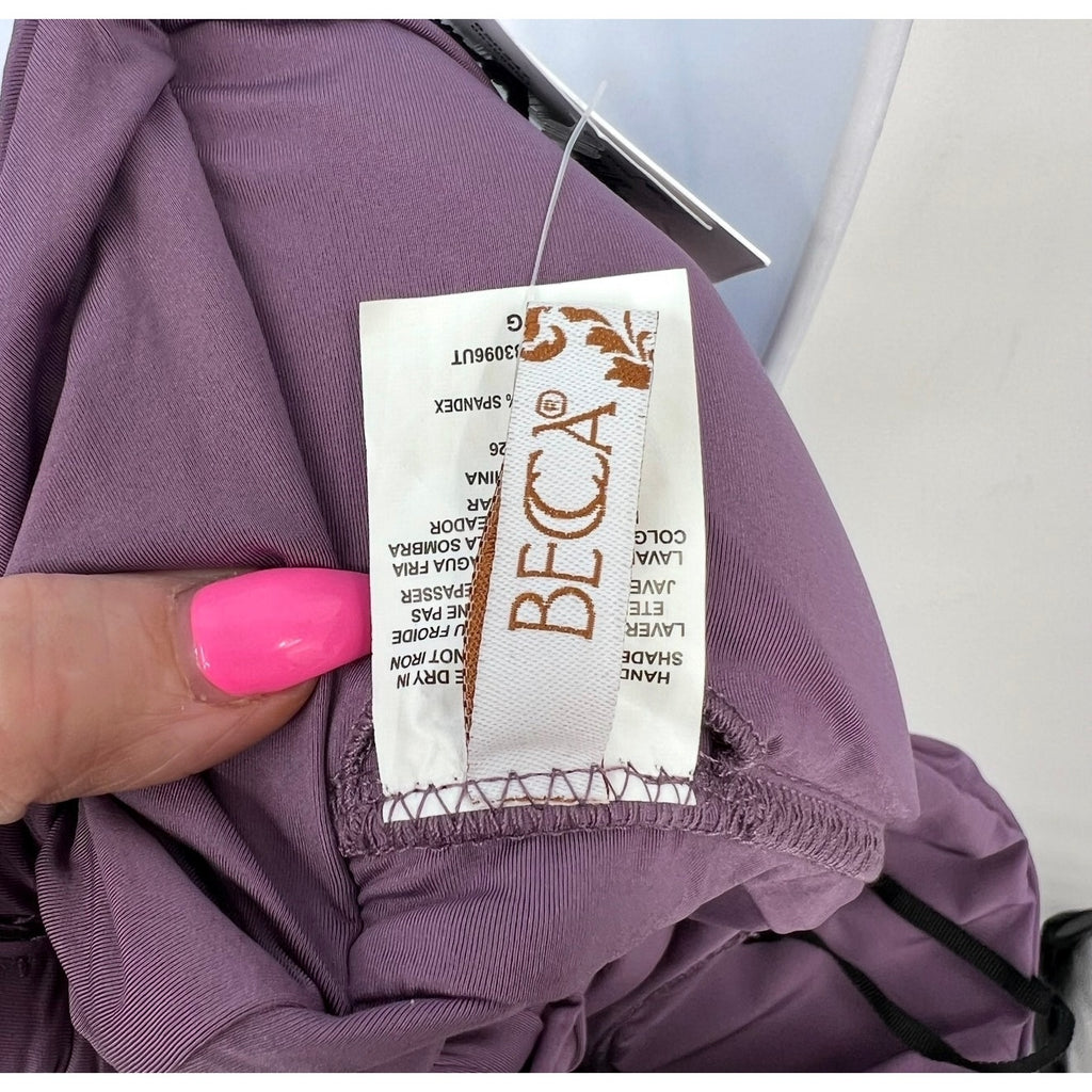 BECCA Women's Color Code Rylie Bandeau One-Piece Swimsuit Large Purple Fig NWT
