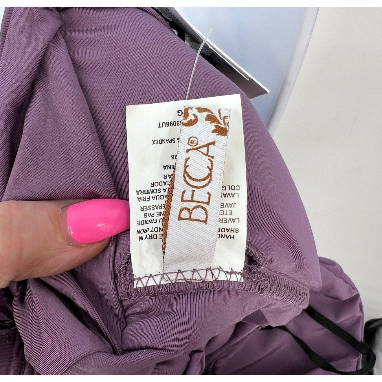 BECCA Women's Color Code Rylie Bandeau One-Piece Swimsuit Large Purple Fig NWT