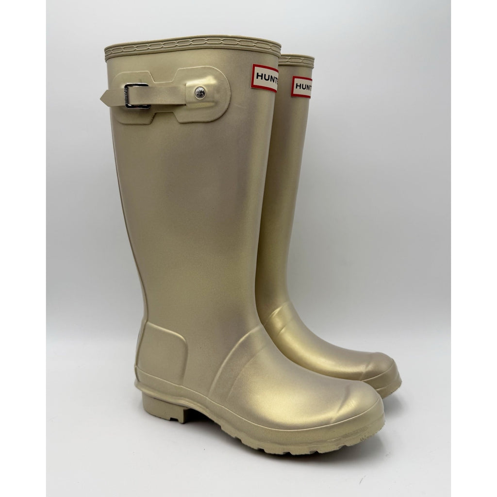 Hunter Girls Original Nebula Rain Boots Size 6 EU 37 Pale Gold Waterproof NWOB