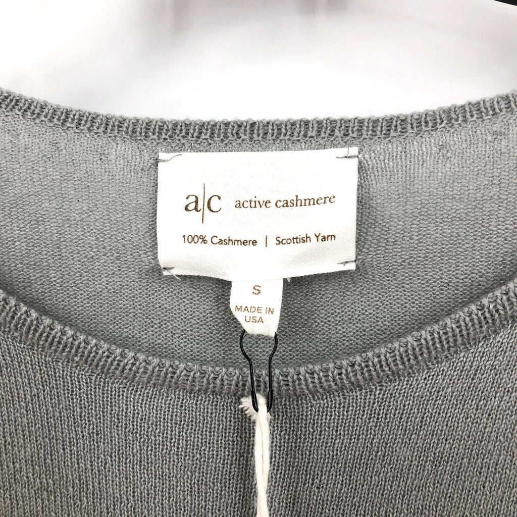 ACTIVE CASHMERE Men's Fine Cashmere T-Shirt Small Light Grey Short Sleeve NWT