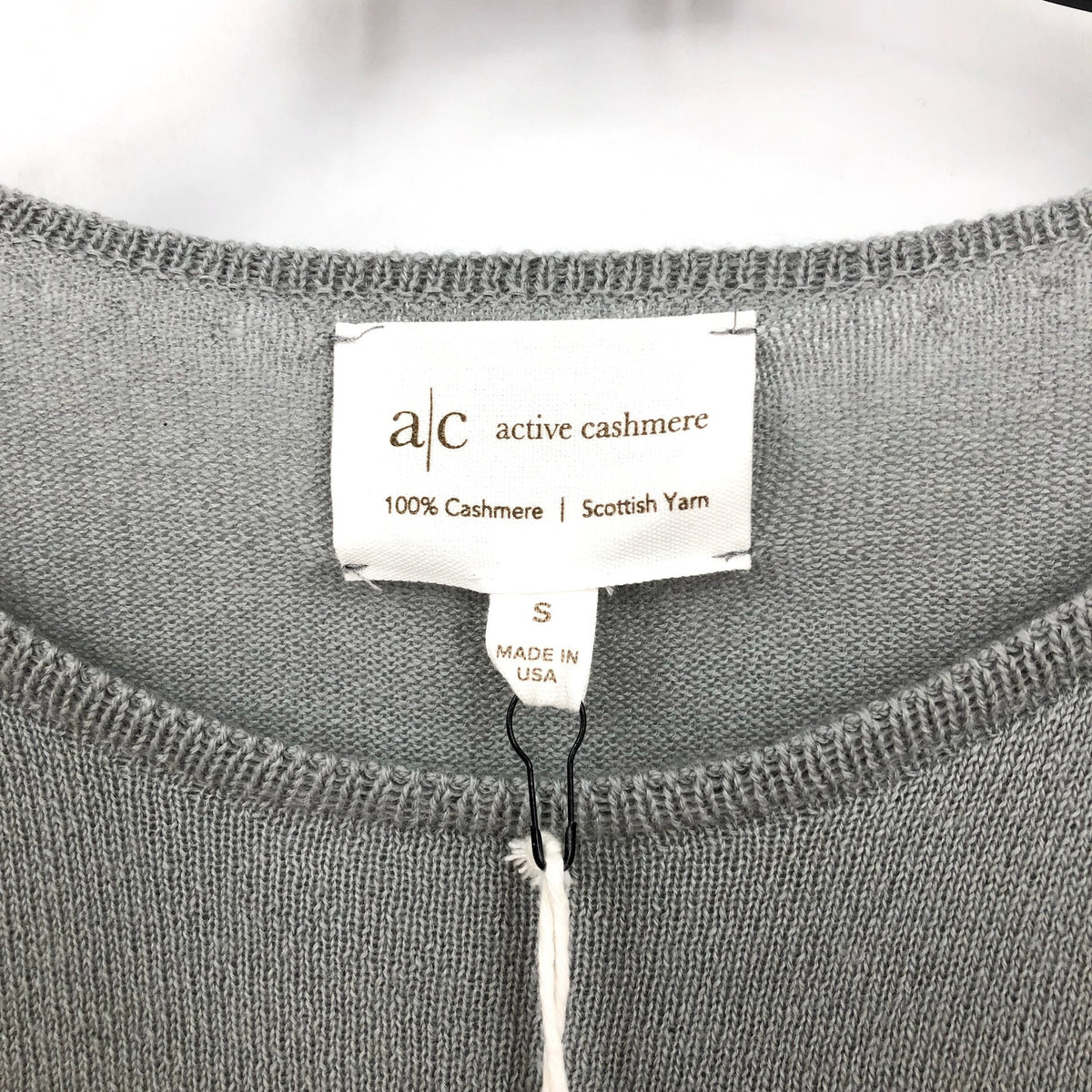 ACTIVE CASHMERE Men's Fine Cashmere T-Shirt Small Light Grey Short Sleeve NWT