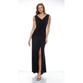 MARINA Women's Long Dress Small Black Crepe V Neck Knot Front Sleeveless NWT