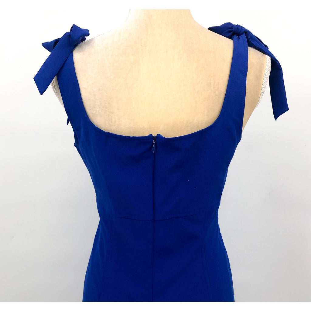 JULIA JORDAN Women's Shoulder Tie Ruffle Hem Sheath Dress Size 6 Royal Blue NWOT