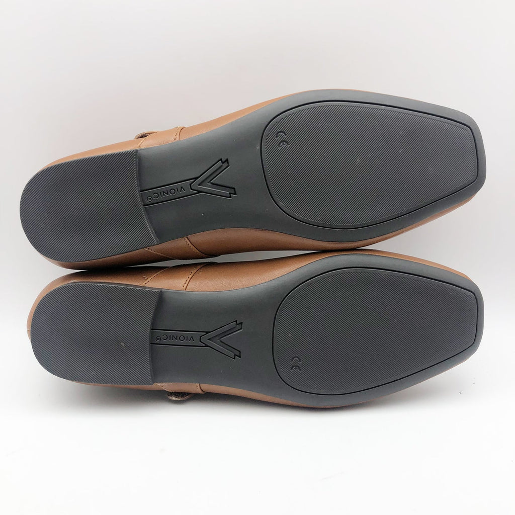 Vionic Womens Alameda Mary Jane Flats Size 9M EU 40 Brown Leather NIB