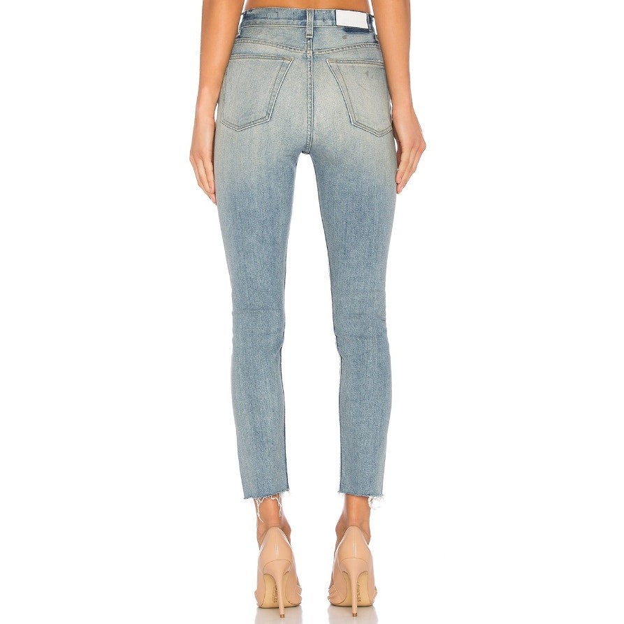RE/DONE Originals Womens High Rise Ankle Crop Jeans SIZE 25 Super Light Blue NWT