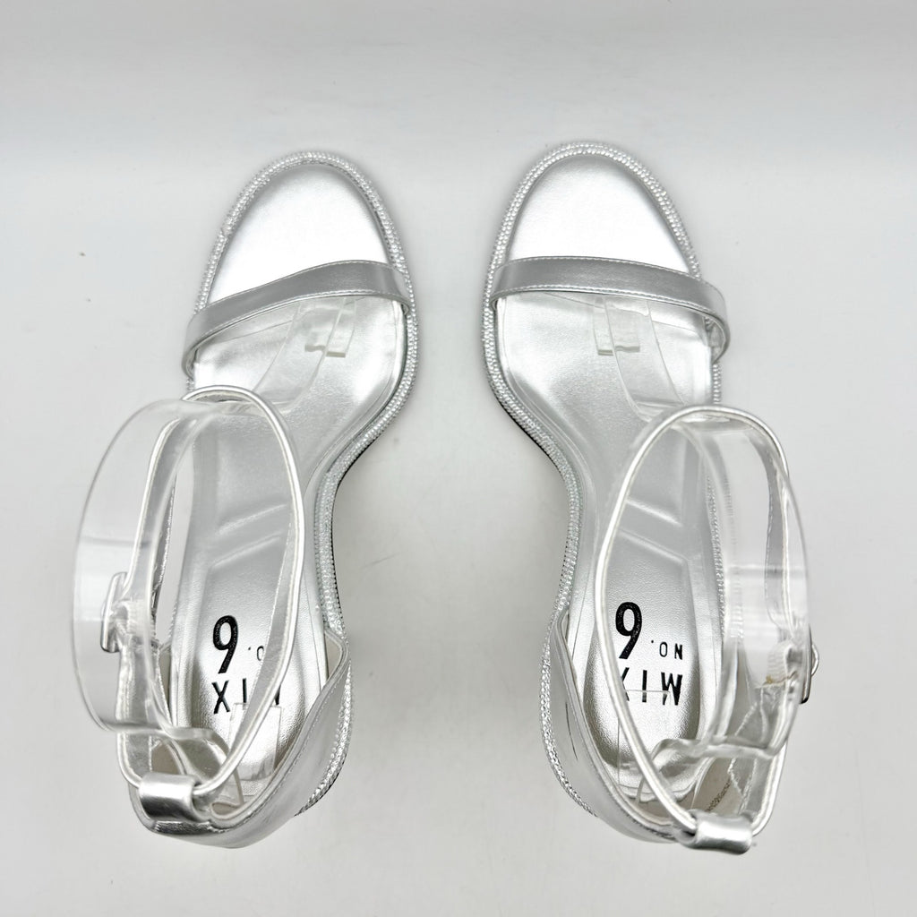 Mix No. 6 Womens Boniti Heeled Sandals Size 8.5 Wide EU 38.5 Silver NWOB