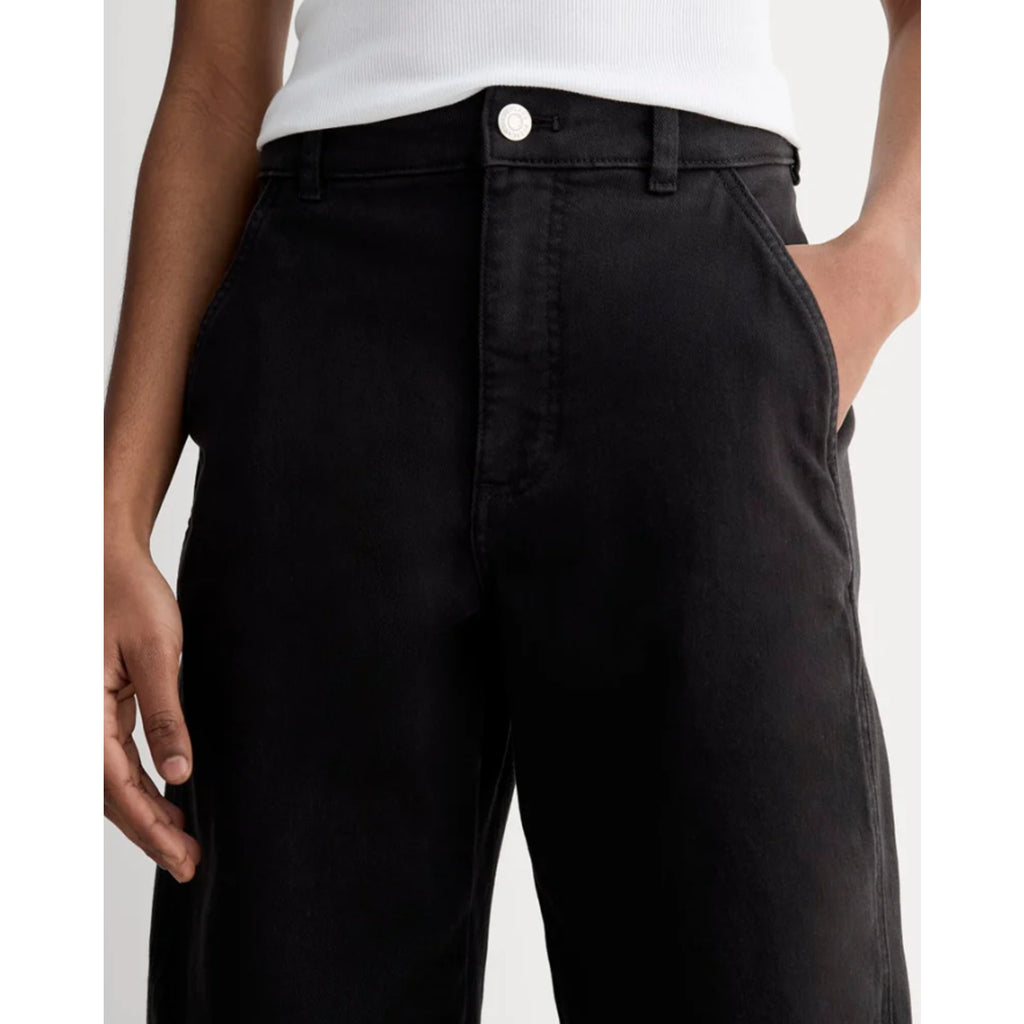 EVERLANE Women's The Utility Barrel Pants Size 12 TALL Black Cotton Twill NWT