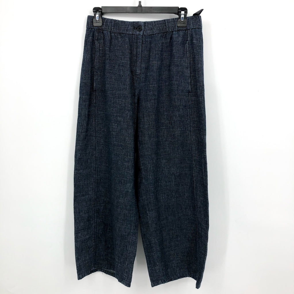 EILEEN FISHER Women's Tweedy Hemp Cotton Wide-Leg Pant Large PETITE Denim NWT