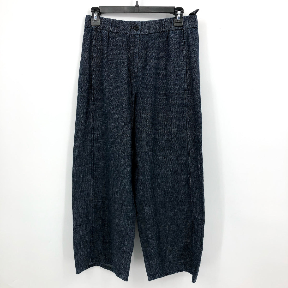 EILEEN FISHER Women's Tweedy Hemp Cotton Wide-Leg Pant Large PETITE Denim NWT