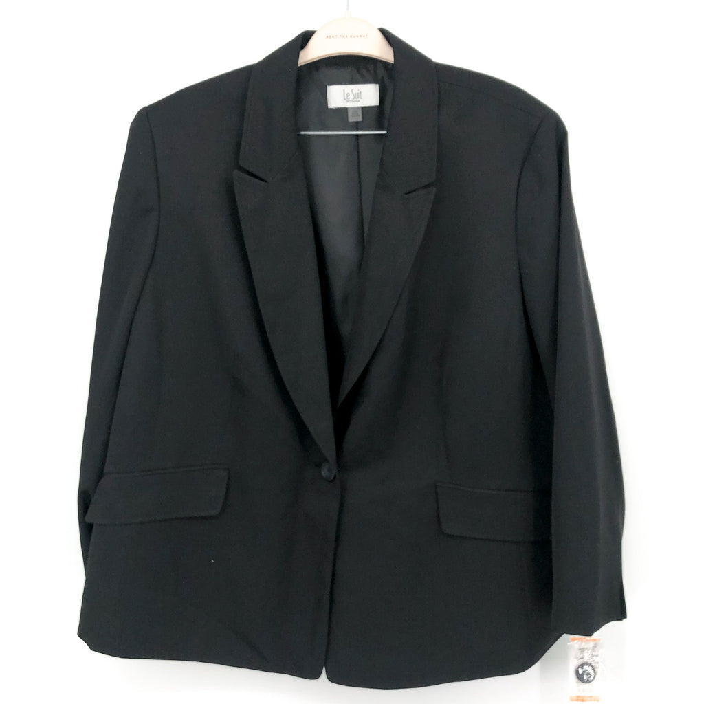 LE SUIT Women's Single Button Suit Jacket Size 24W Black Blazer NWT