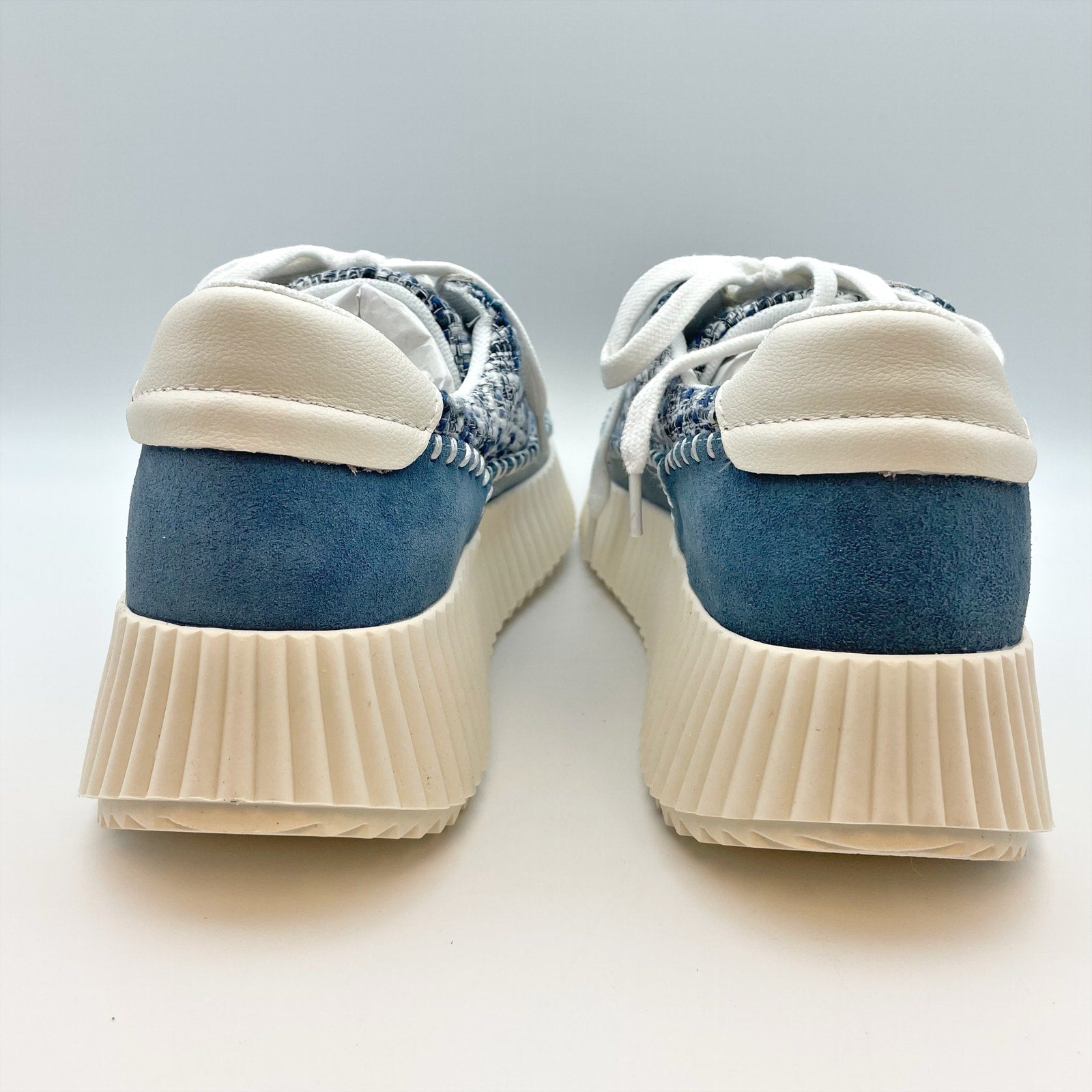 Dolce Vita Womens Dolen Casual Sneakers Size 8.5 Blue Fabric Leather Lace-Up NIB