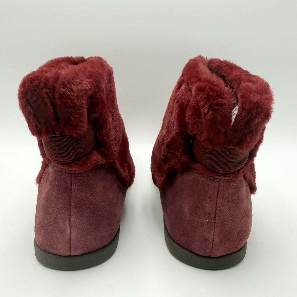 Vionic Womens Maizie Slipper Boots Size 7 Burgundy Red Suede Supportive NWOB